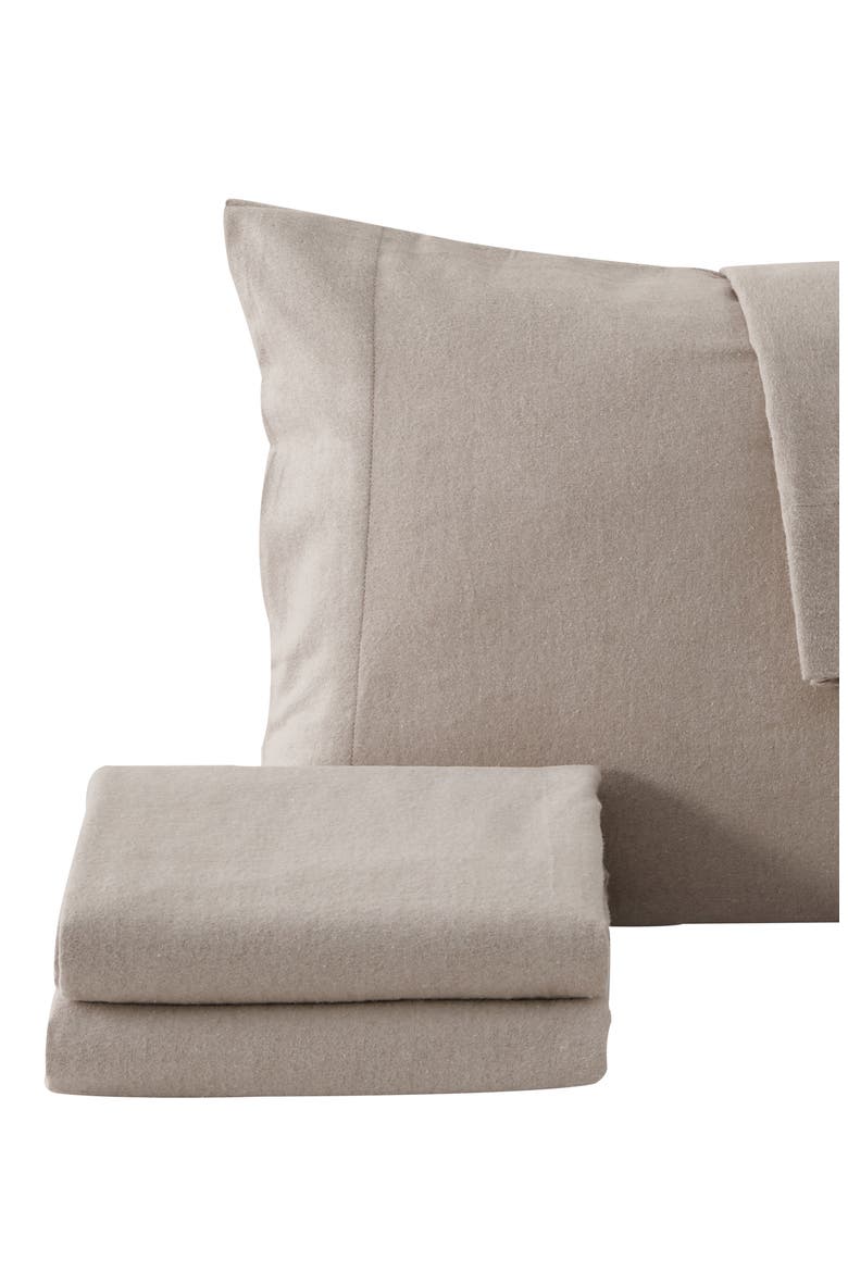 Heathered Turkish Cotton Blend Flannel Sheet Set, Alternate, color, HEATHERED LIGHT GREY