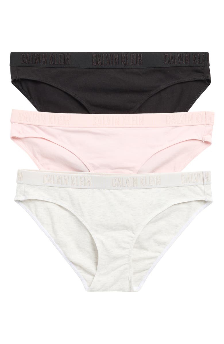 Calvin Klein Bikini Panties - Pack of 3, Main, color, Black/ Snow Heather/ Potpourri
