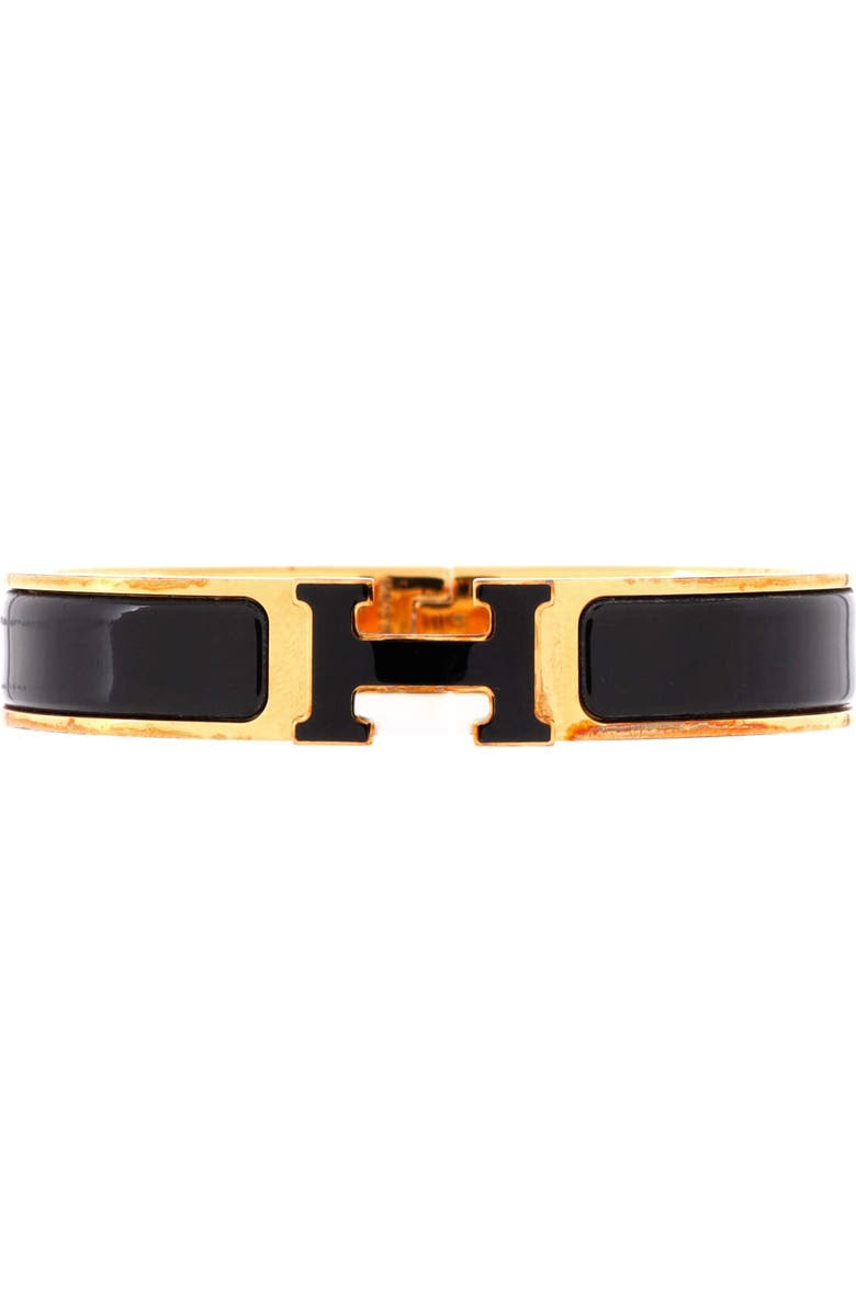 Pre-Owned Hermes Clic H Bracelet Enamel Narrow, Main, color, Black