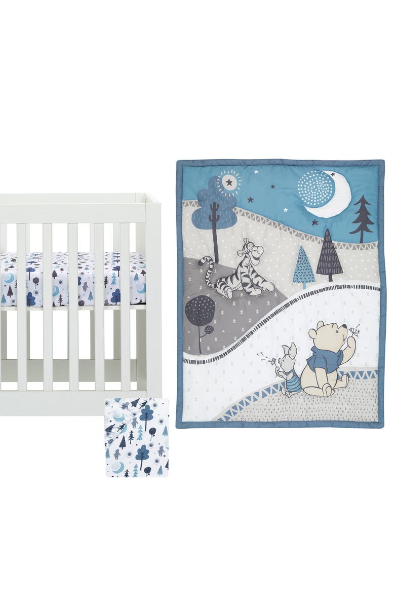 Lambs & Ivy Disney Baby Forever Pooh 3-Piece Mini Crib Bedding Set, Main, color, Blue