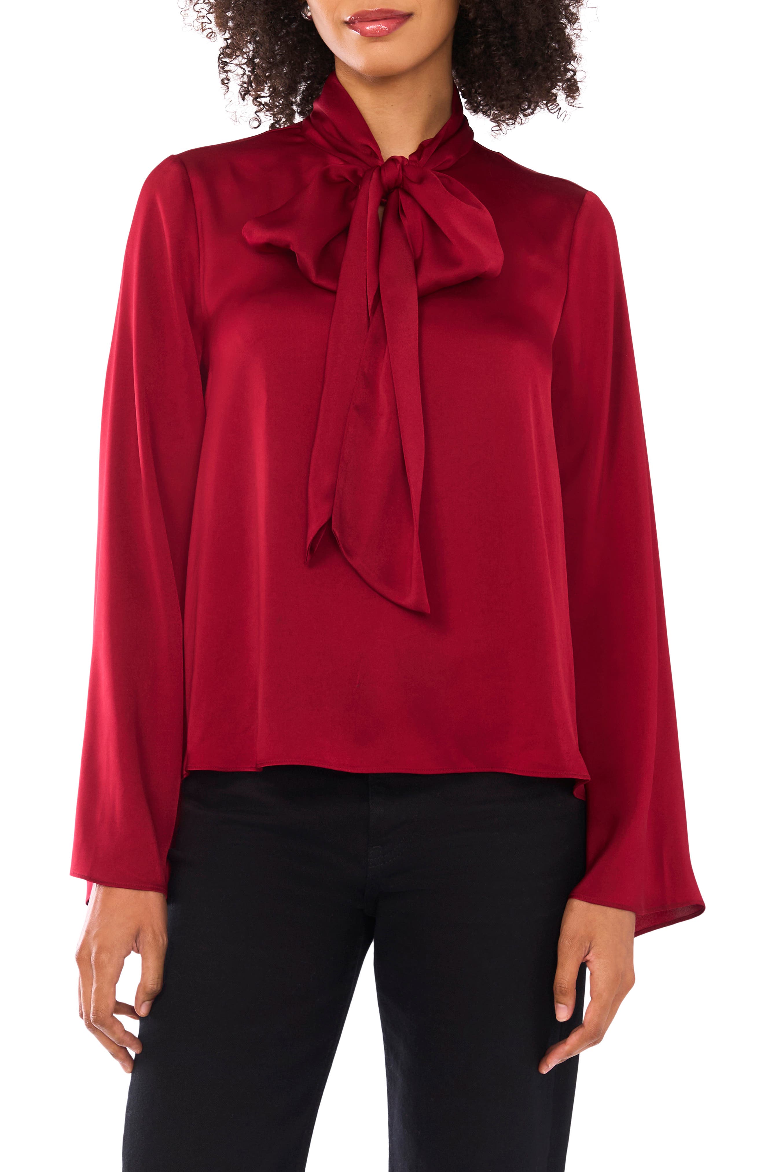Parker Neck Tie Long Sleeve Top