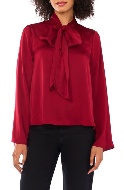 Neck Tie Long Sleeve Top