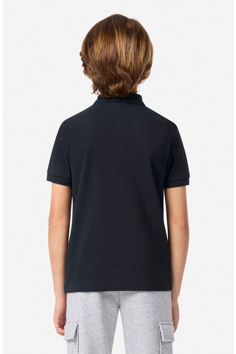 Kids' Solid Cotton Piqué Polo, Alternate, color, NOIR