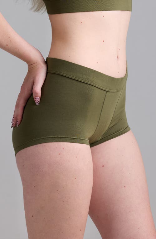 Woxer Luxe Bold Stretch Modal Boyshorts In Green