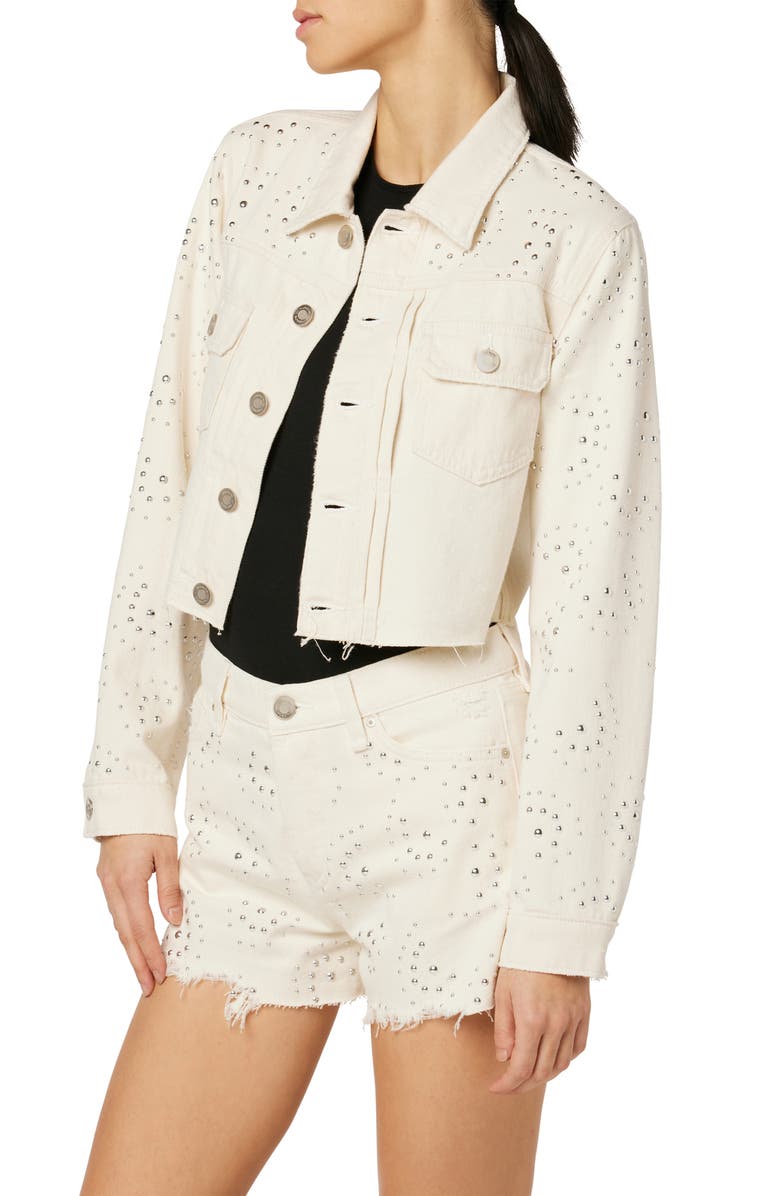 Hudson Jeans Lola Studded Shrunken Denim Jacket, Alternate, color,