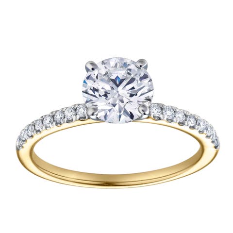 Isabella 14K Yellow Gold Round Shape Lab Grown Diamond Engagement Ring - 1.2 Ct