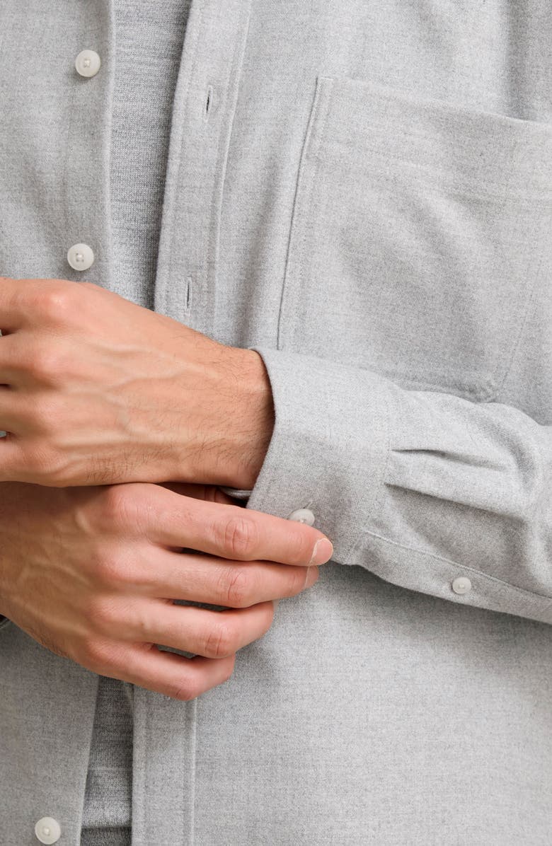 Reiss Parque Heathered Flannel Button-Up Shirt, Alternate, color, Soft Grey Melange