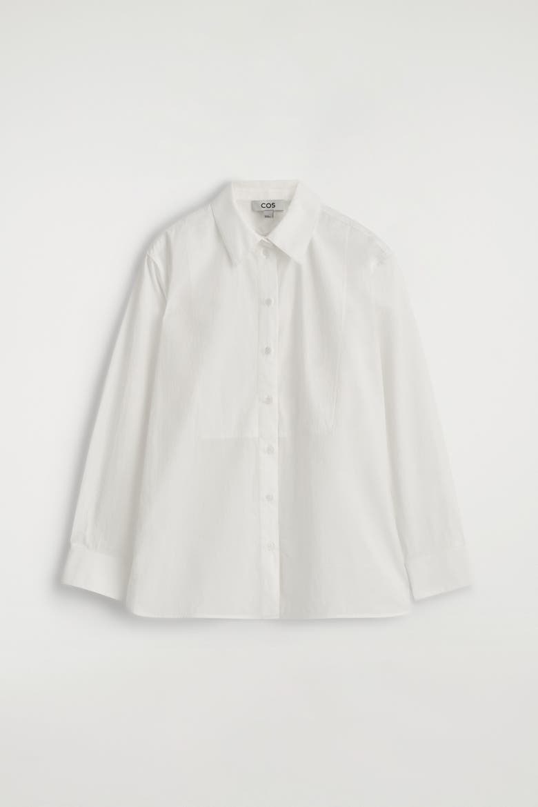 Layered-Collar Pima Cotton Shirt, Alternate, color, WHITE