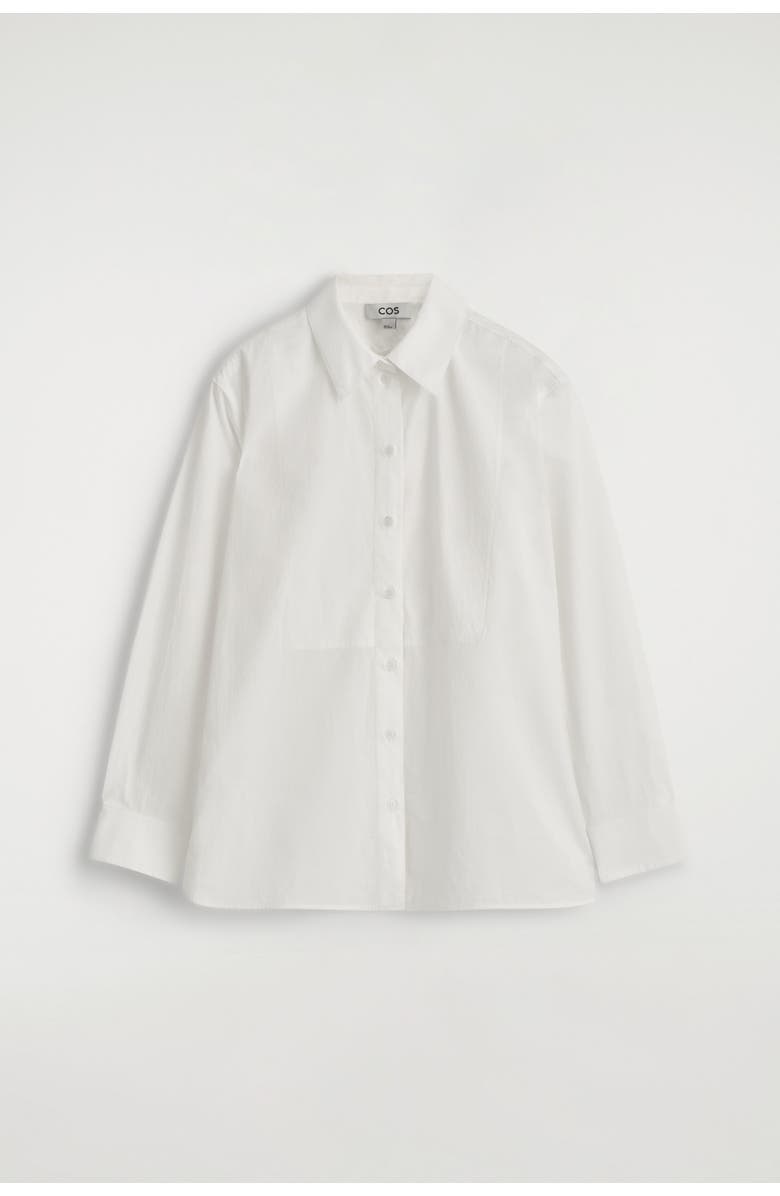 COS Layered-Collar Pima Cotton Shirt, Alternate, color, White