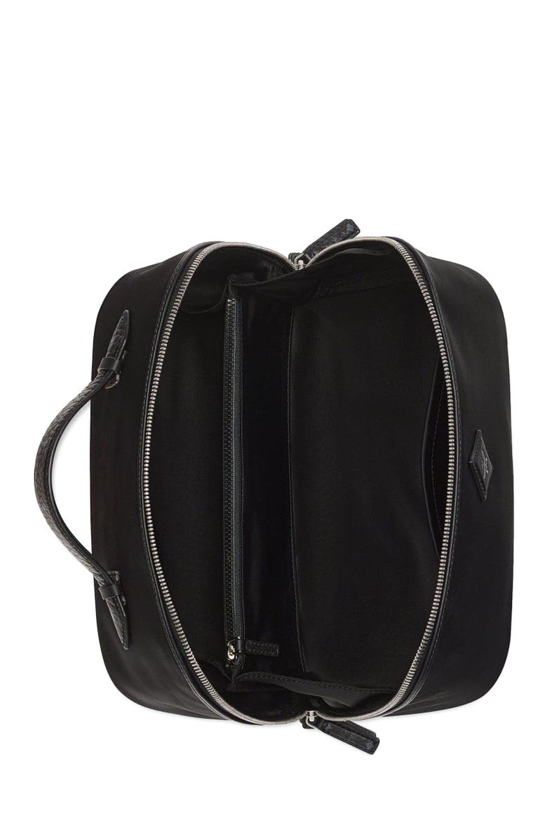 Medium Ottomar Toiletry Bag in ECONYL and Leather, Alternate, color, Black