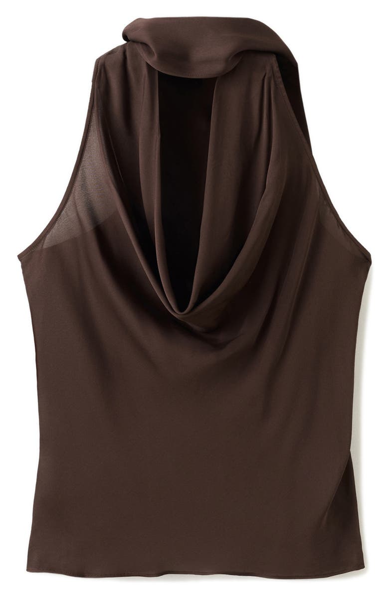 MANGO Cowl Neck Sleeveless Top, Main, color, Brown