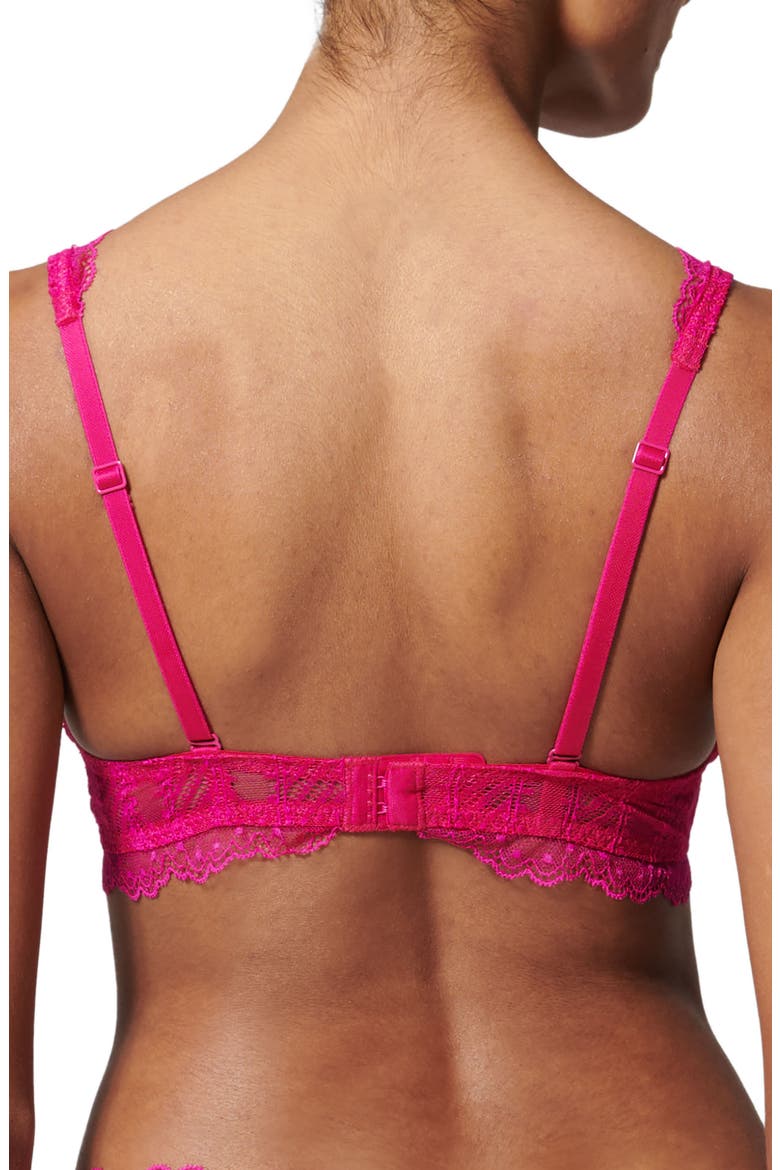 Canopee Triangle Lace Bralette, Alternate, color, HIBISCUS PINK