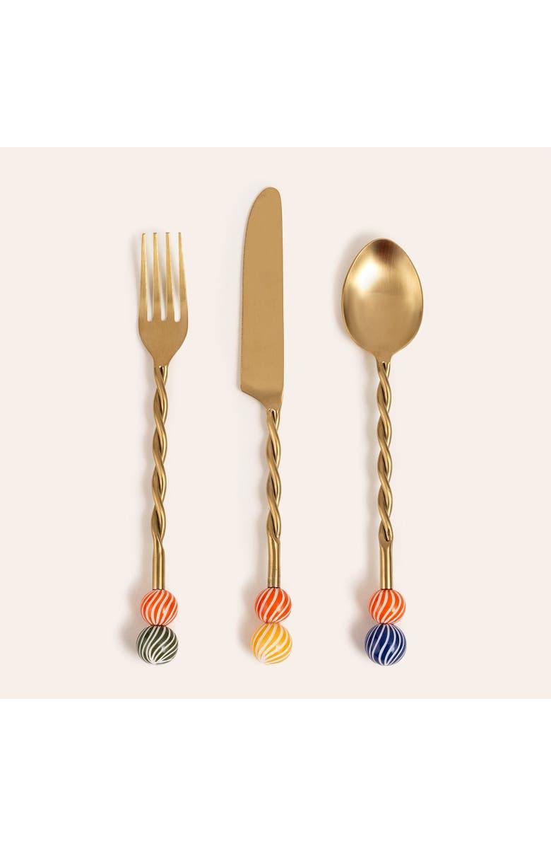 Zsa Zsa Zsu Rampur Set Of 3 Steel Cutlery Cheerland, Main, color, Gold