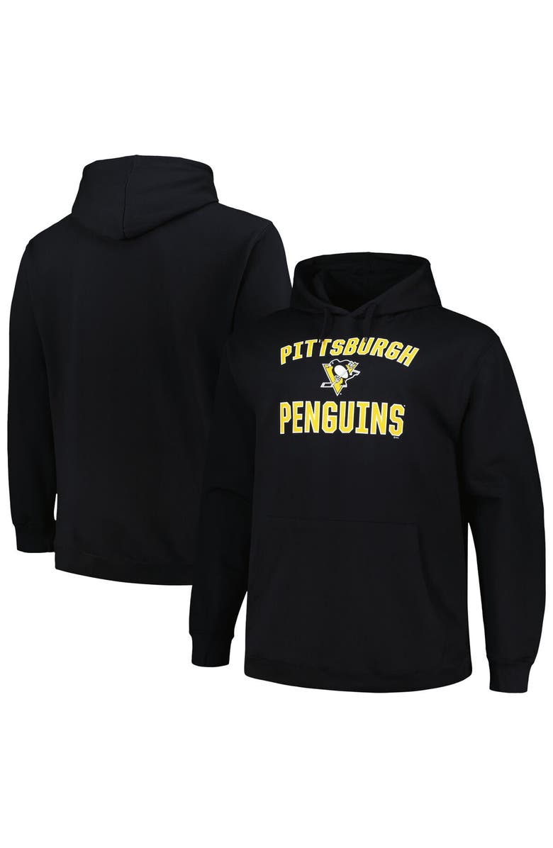PROFILE Men's Profile Black Pittsburgh Penguins Big & Tall Arch Over Logo Pullover Hoodie, Main, color, Black