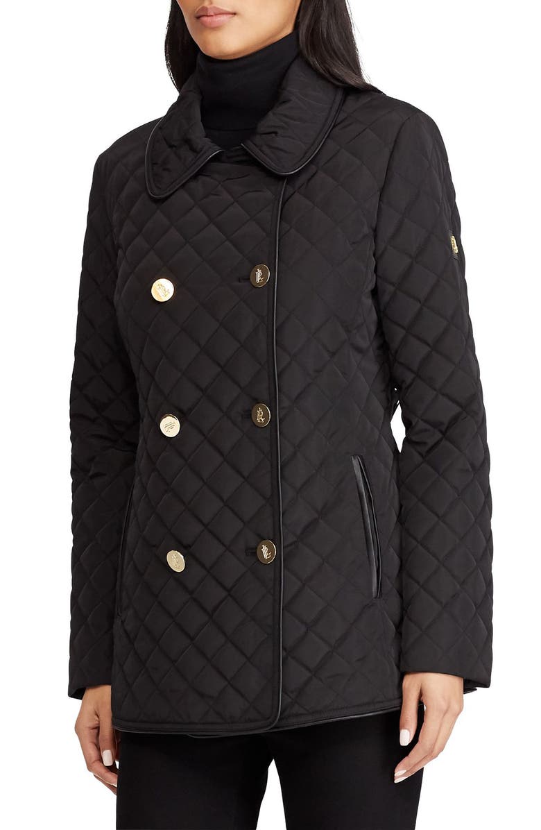 Lauren Ralph Lauren Double Breasted Quilted Coat, Main, color,