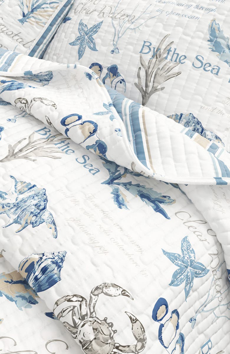 Woven & Weft Striped Reversible Coastal Quilt Set, Alternate, color, Flag Stripe / Ocean Stories