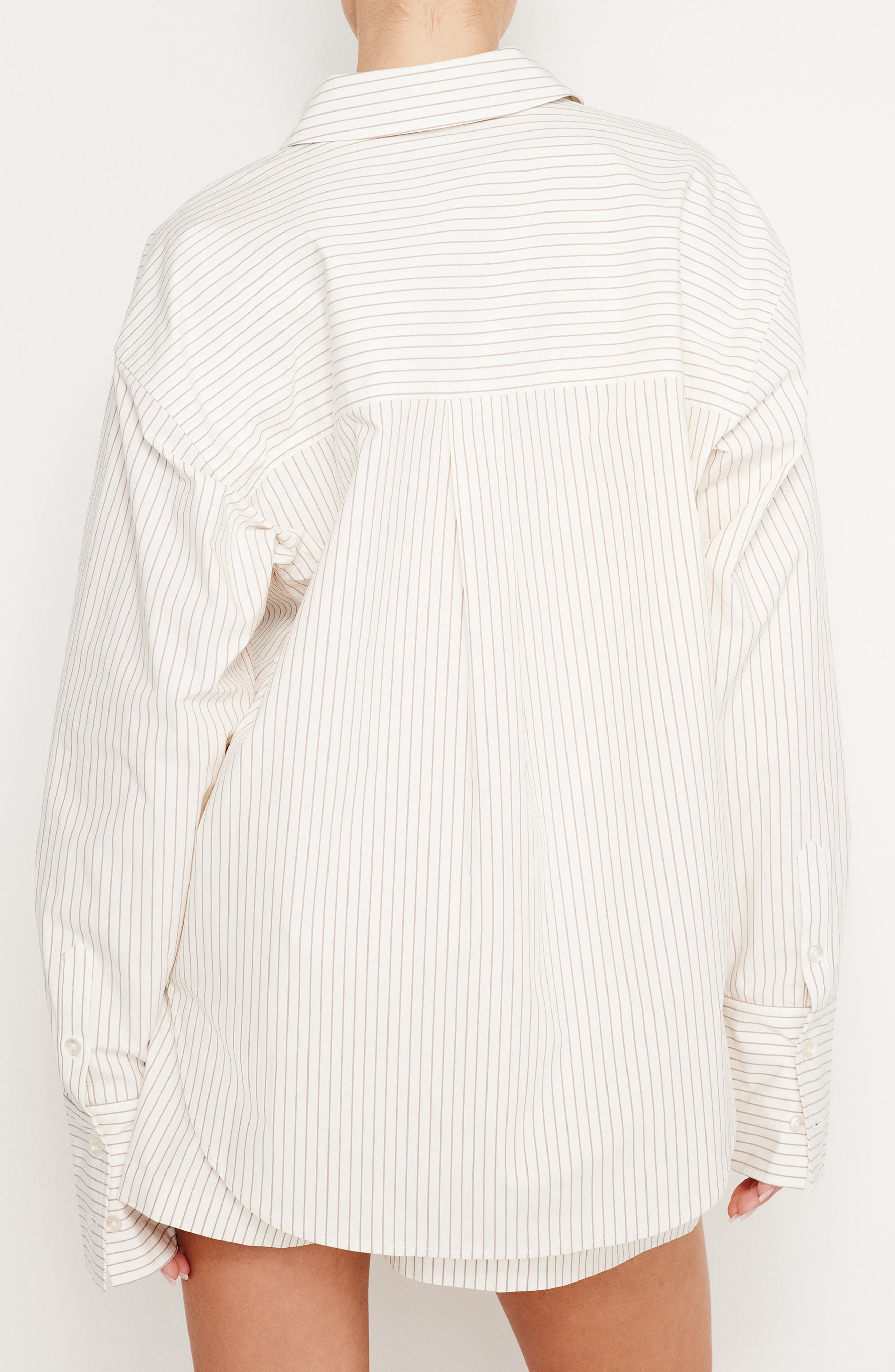 Stripe Stretch Cotton Poplin Button-Up Shirt - image 2