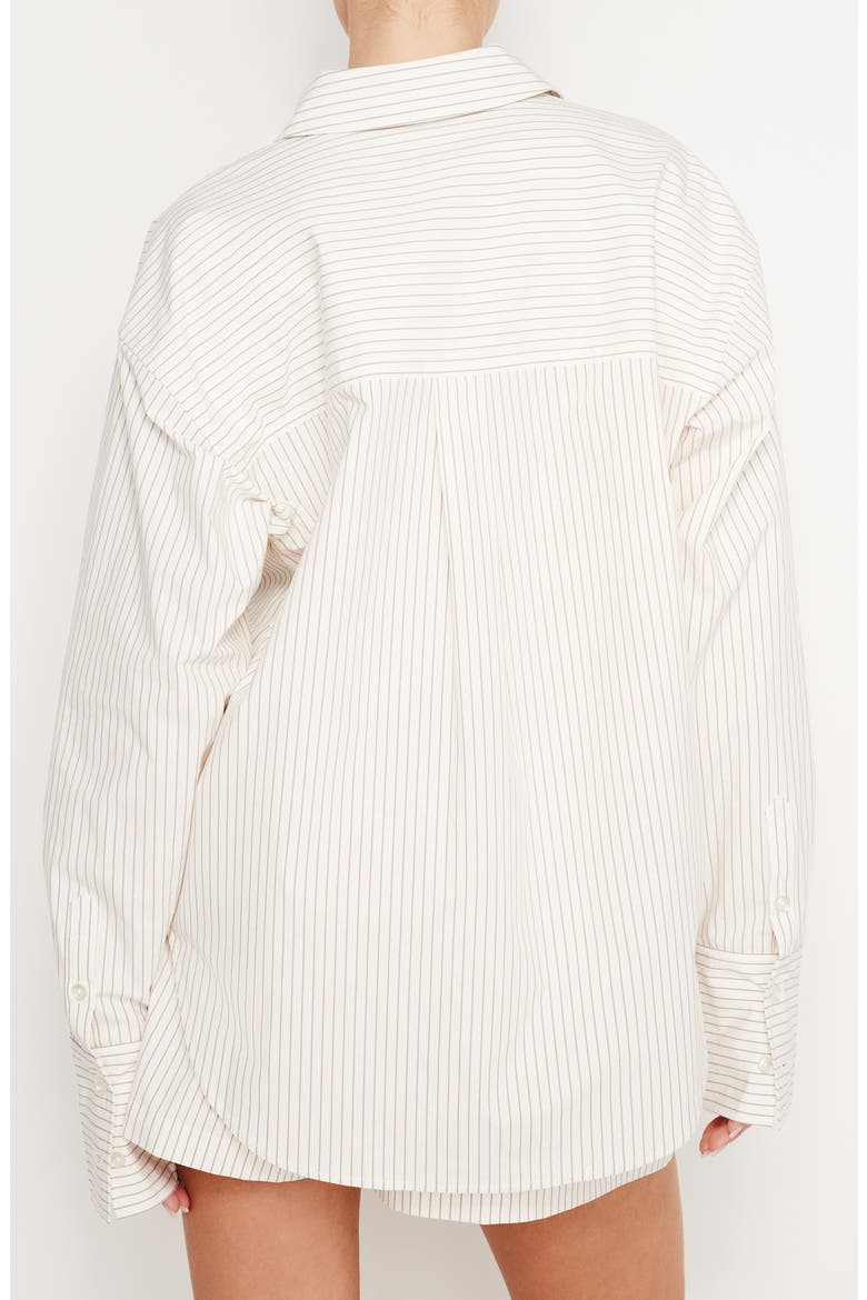 Stripe Stretch Cotton Poplin Button-Up Shirt, Alternate, color, PUTTY PENCIL STRIPE003