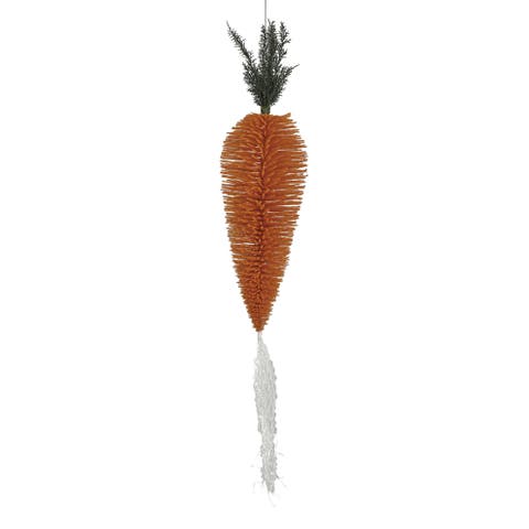 Flocked Bottle Brush Carrot Ornament, Orange