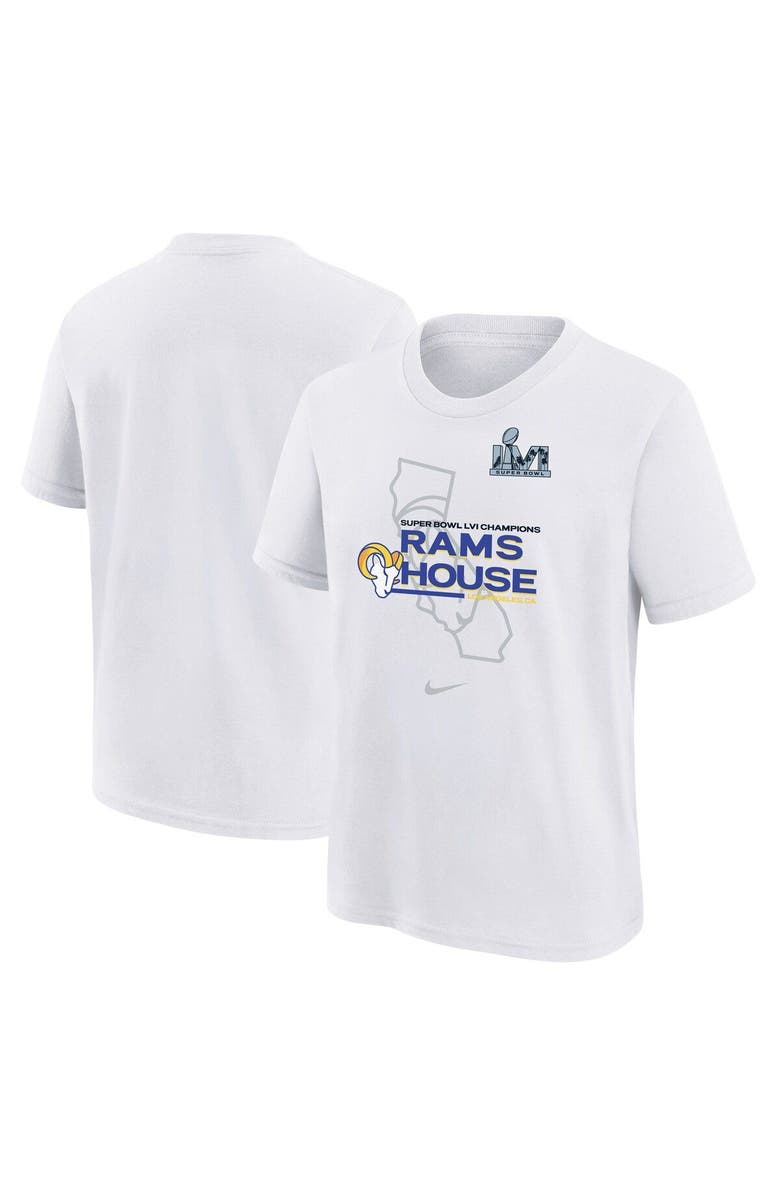 Nike Youth Nike White Los Angeles Rams Super Bowl LVI Champions Hometown T-Shirt, Main, color,