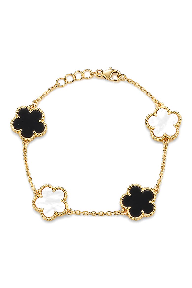 Mother of Pearl Flower Station Bracelet, Main, color, YELLOW
