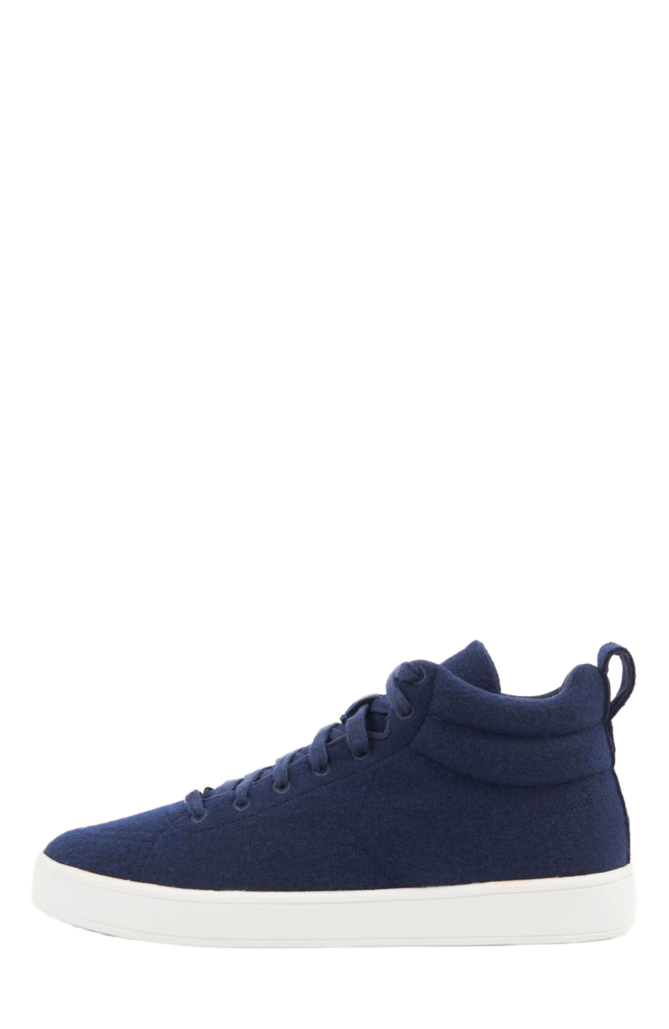 Cashmere High-Top Sneakers, Alternate, color, navy