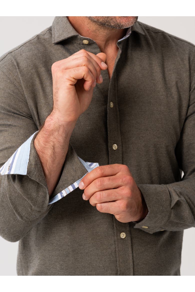 Button Up Collared Shirt, Alternate, color, Olive