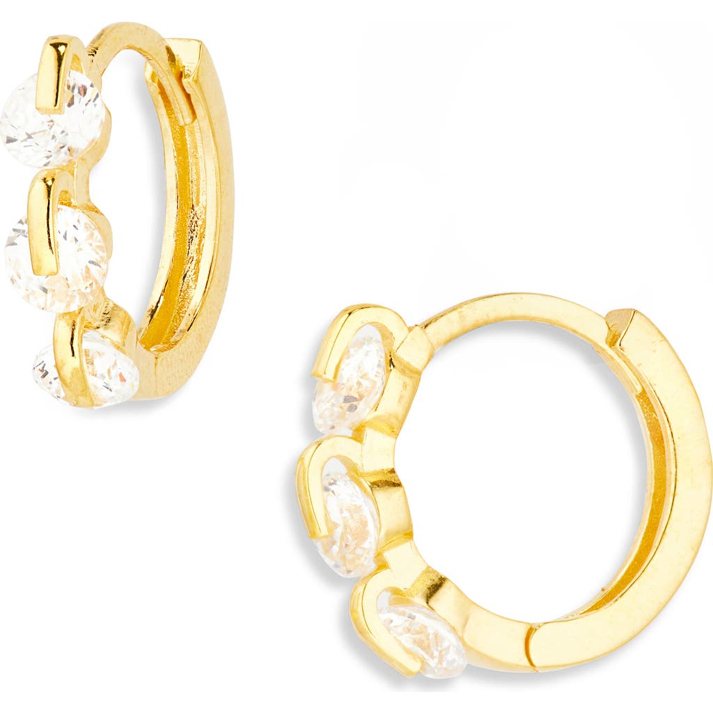 Argento Vivo Triple Cubic Zirconia Huggie Hoop Earrings
