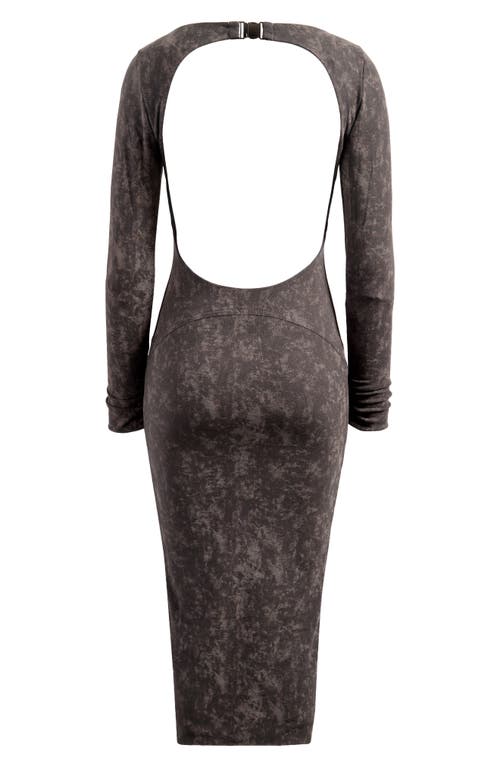 Mistress Rocks Open Back Long Sleeve Midi Dress In Dark Grey