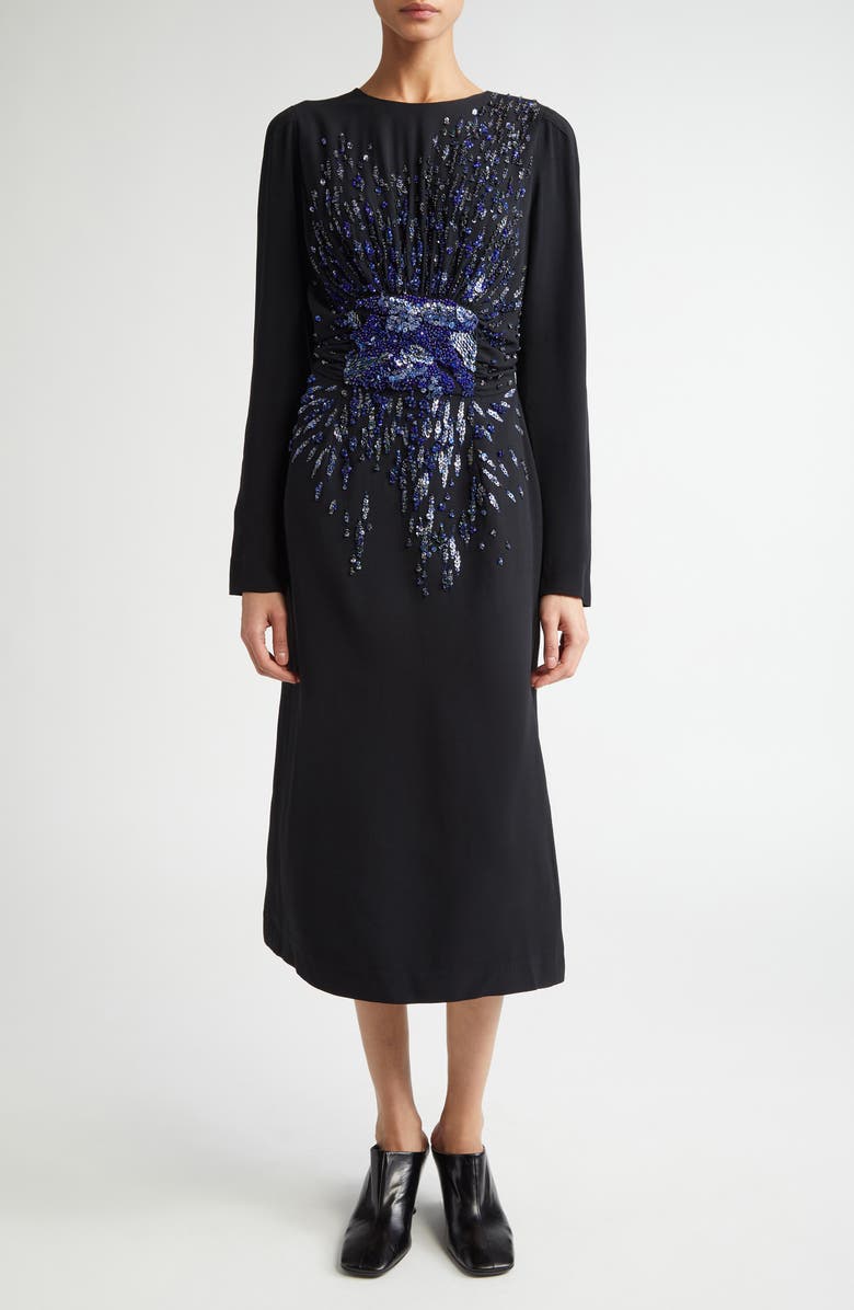 Dries Van Noten Sequin Embroidered Long Sleeve Dress, Main, color, 
