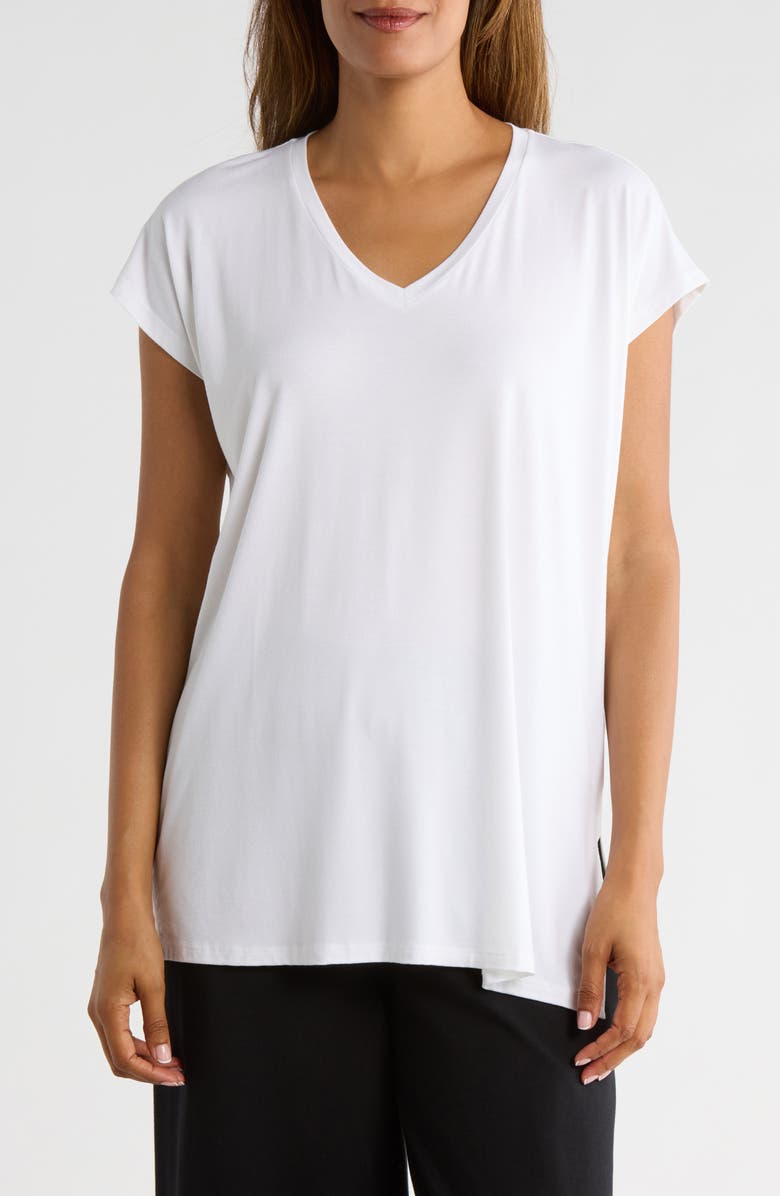 Eileen Fisher V-Neck Boxy Top, Main, color, White