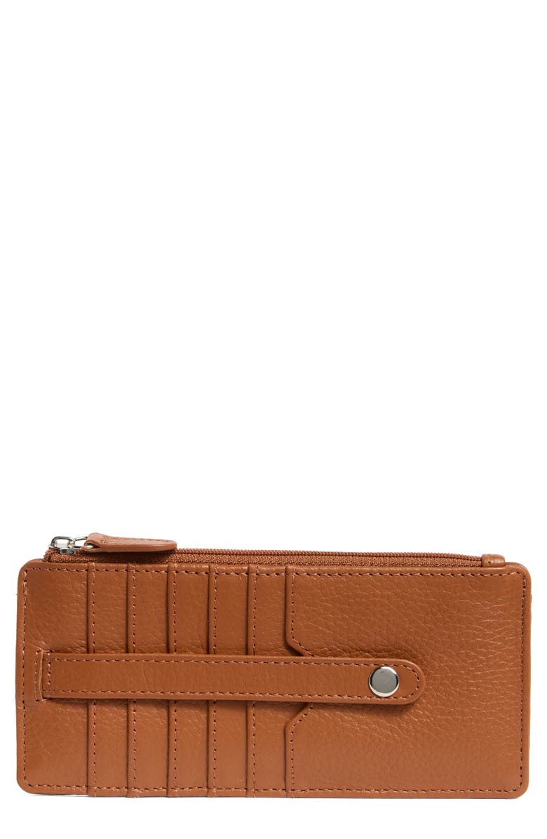 MUNDI SMALL LEATHER GOODS Slim Organizer Card Case, Main, color, Cognac