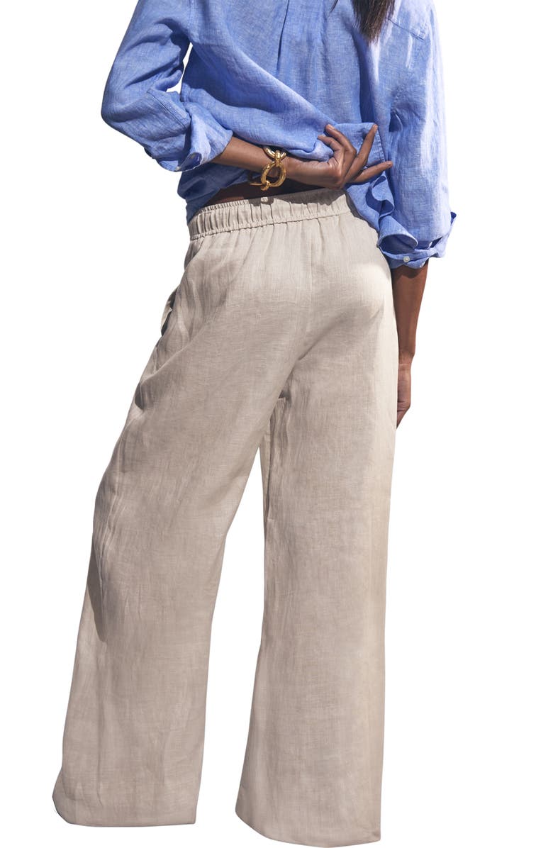 Reiss Willow Wide Leg Linen Blend Drawstring Pants, Alternate, color, Neutral