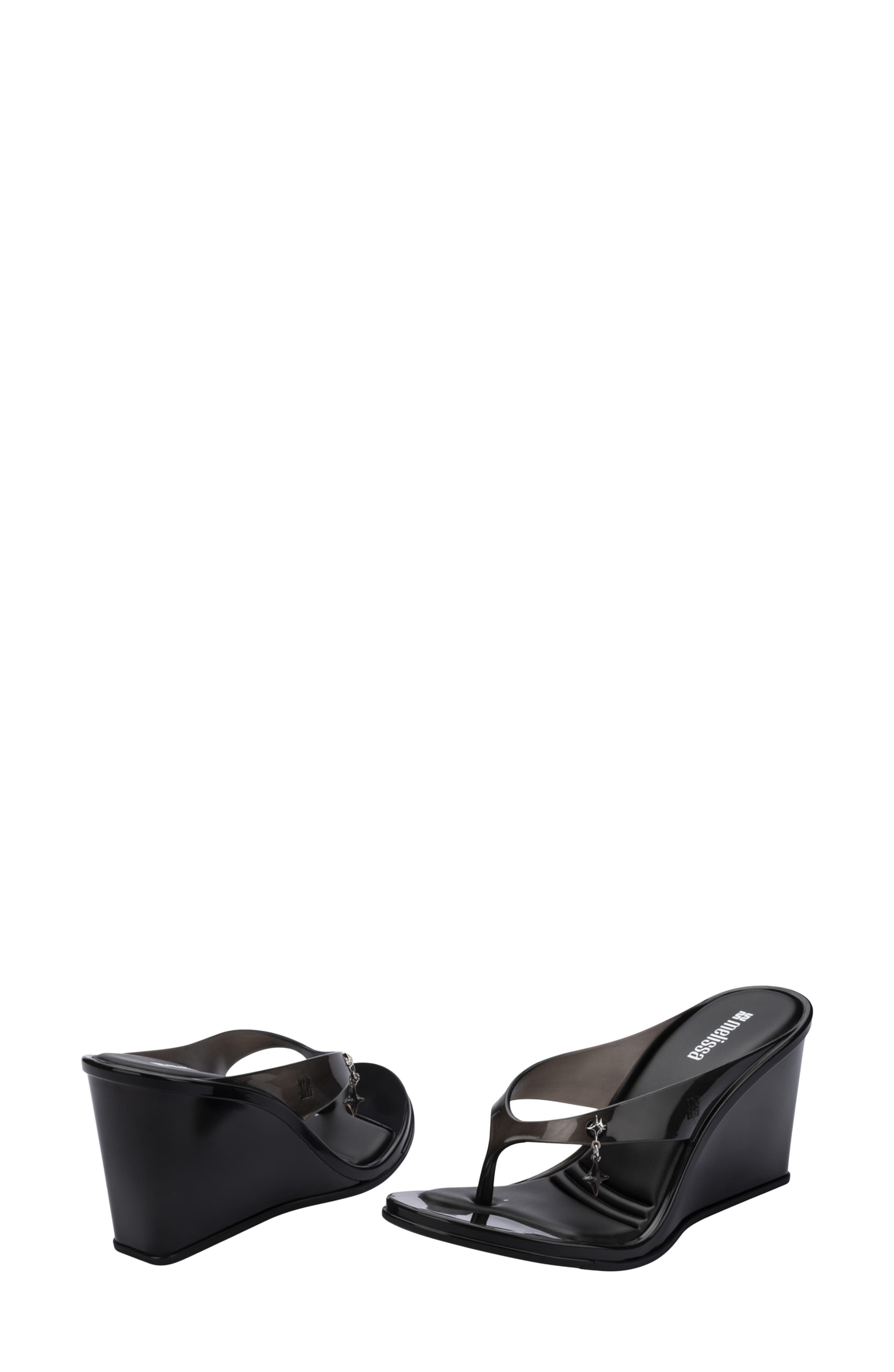 Nabeela Wedge Flip Flop, Alternate, color, CLEAR BLACK