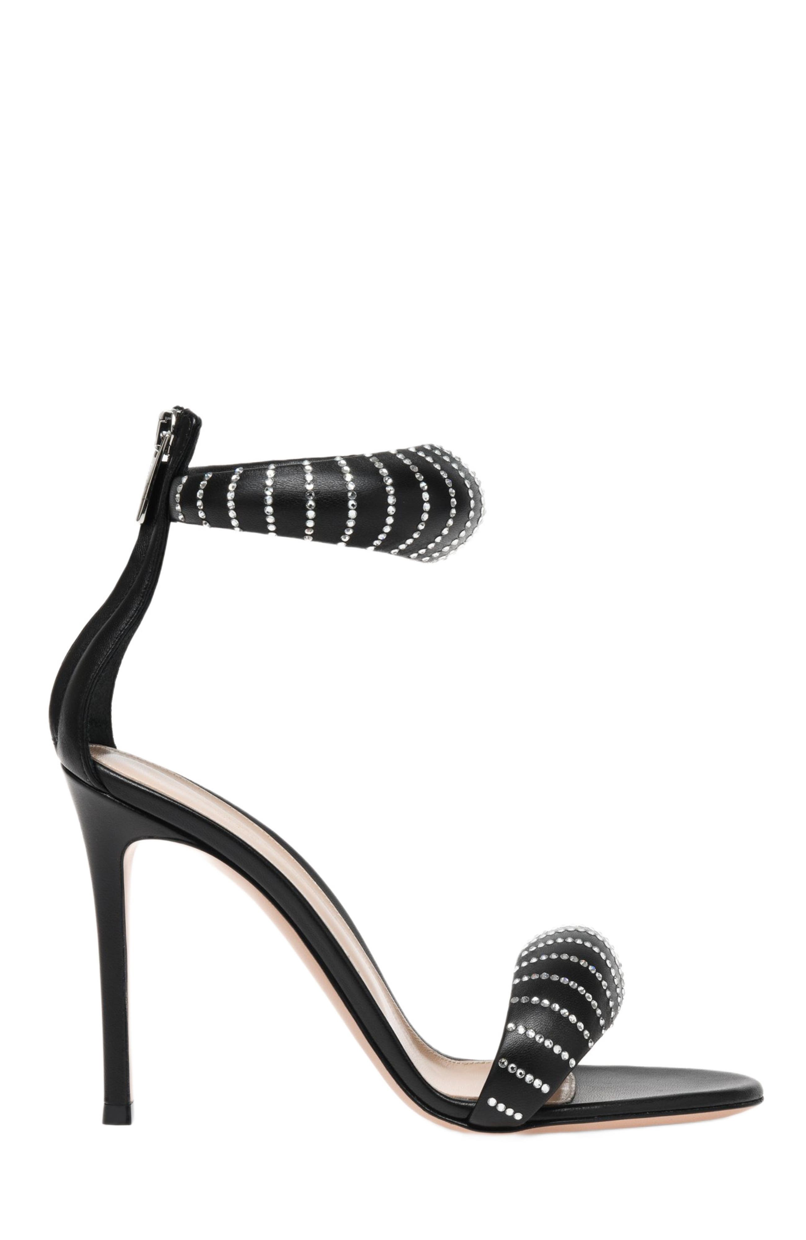 Bijoux Crystal Sandals, Main, color, BLACK NAPPA