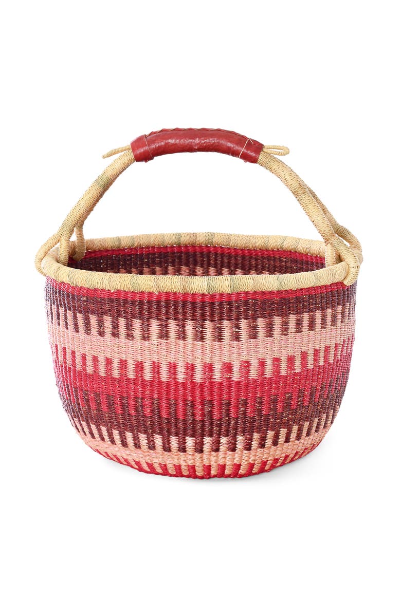 Patterned Bolga Basket, Main, color, Primrose