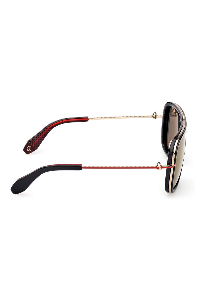 62mm Mirrored Navigator Sunglasses, Alternate, color, BLACK / GOLD RED ENAMEL