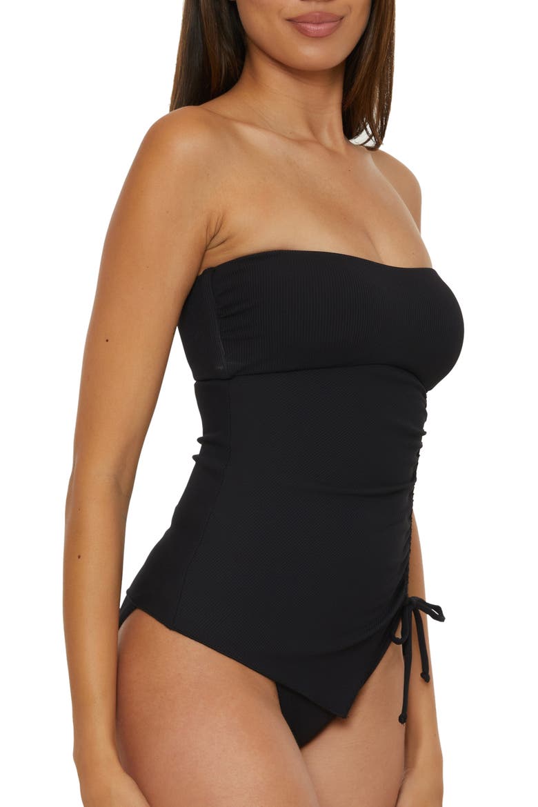 Modern Edge Rib Tankini Top, Alternate, color, BLACK