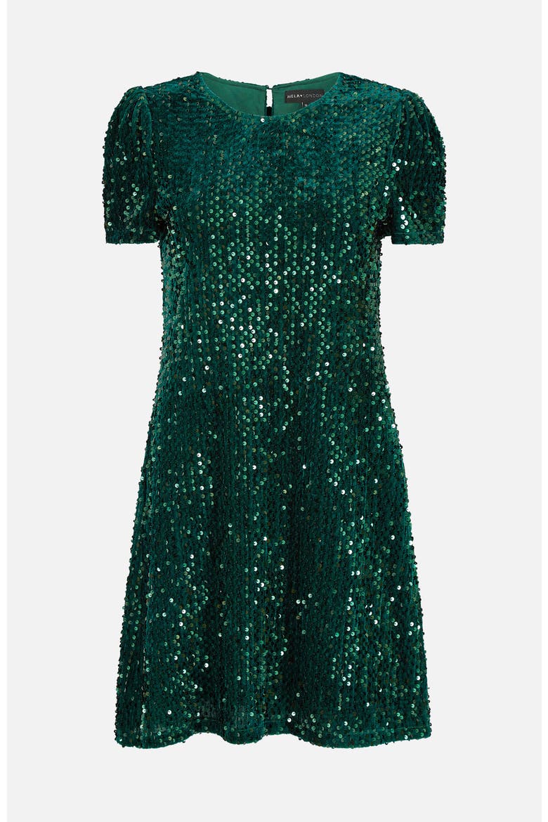 Sequin Tunic Mini Dress, Alternate, color, Green