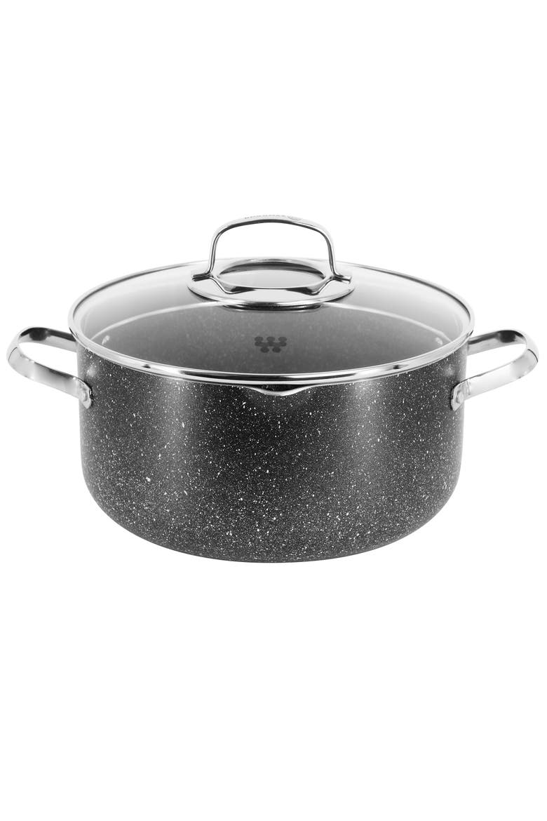 Galaksi Non Stick 9.5 Inch 5 Liter Casserole with Lid, Main, color, Black