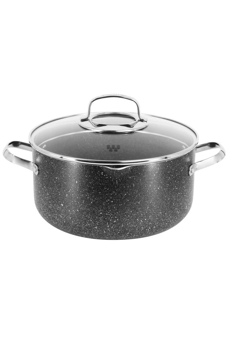 Korkmaz Galaksi Non Stick 9.5 Inch 5 Liter Casserole with Lid, Main, color, Black