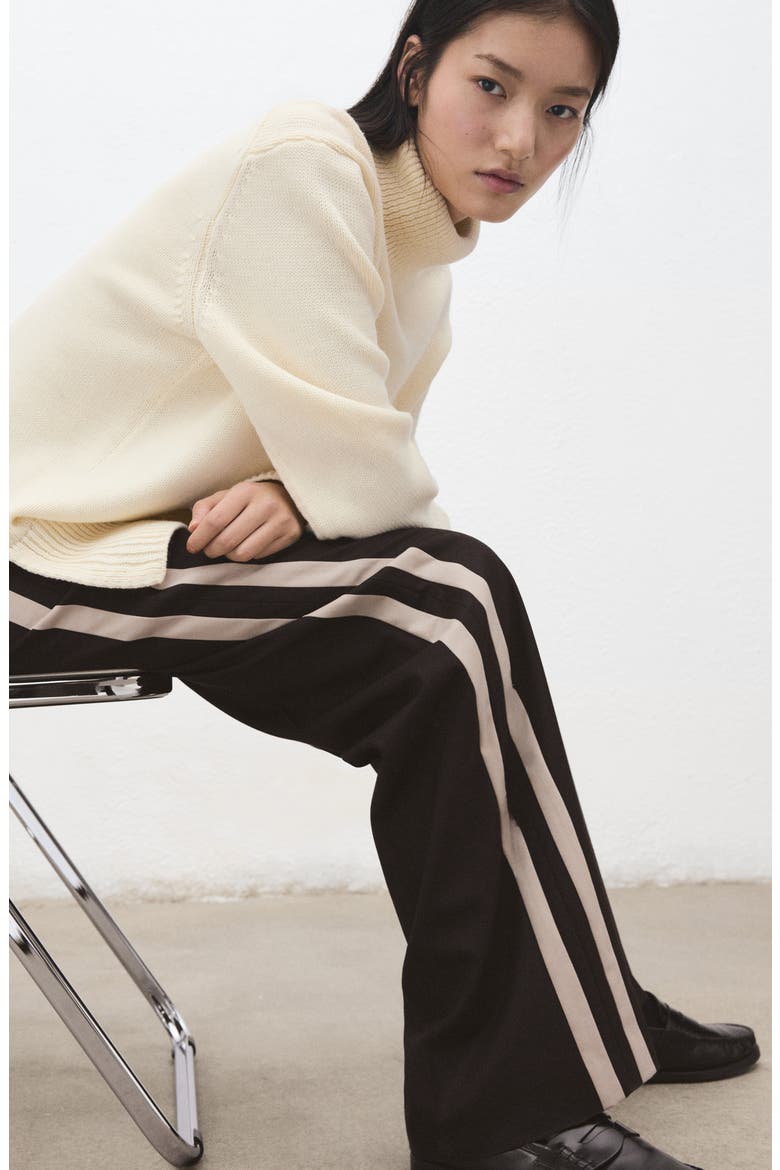 Side Stripe Wide Leg Pants, Alternate, color, CHOCOLATE