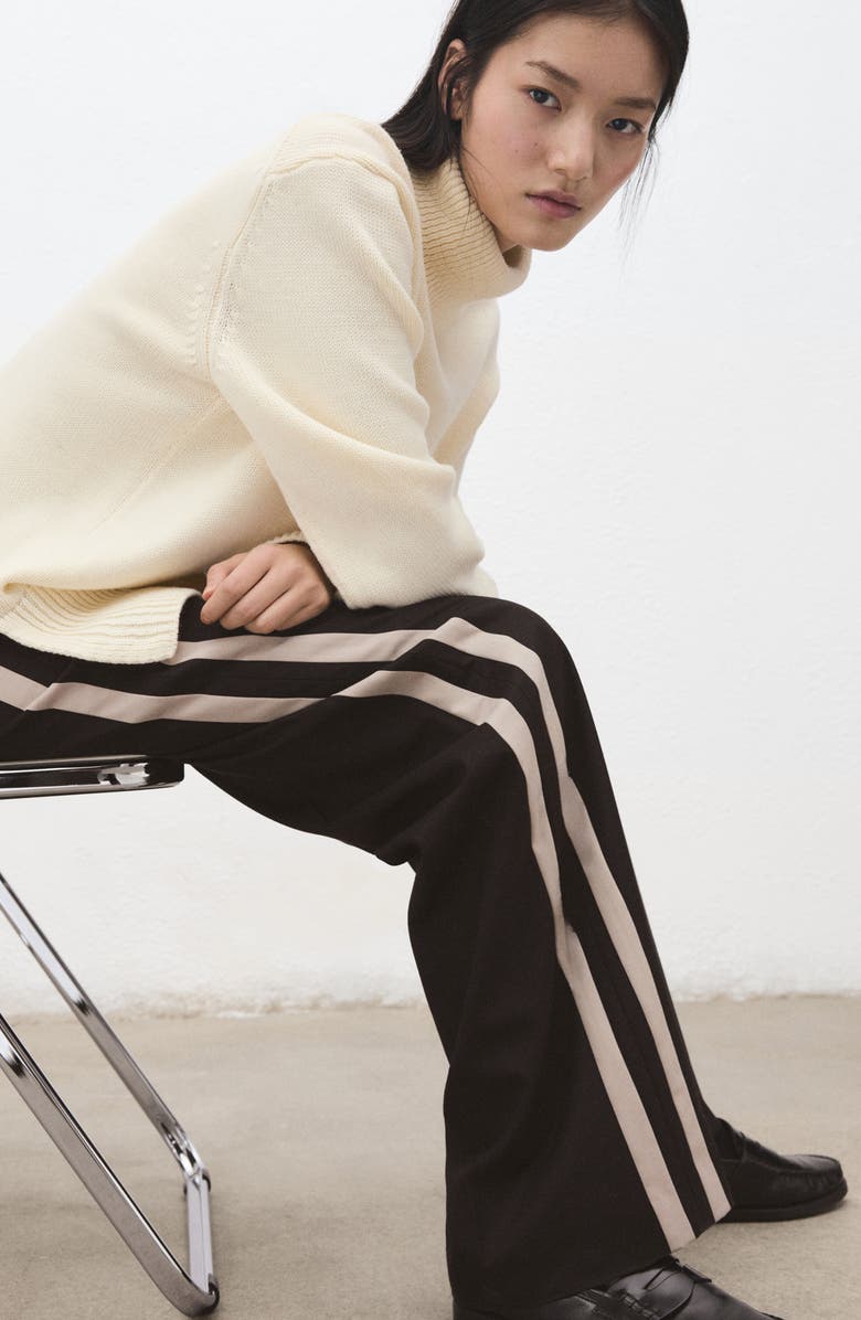 MANGO Side Stripe Wide Leg Pants, Alternate, color, Chocolate