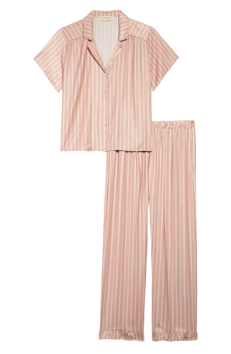 Saltwater Luxe Stripe Crop Pajamas, Alternate, color,