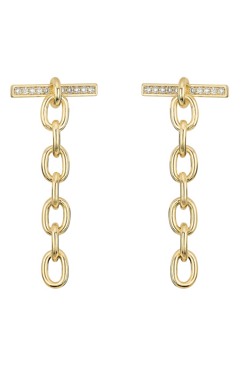 ATHRA LUXE Pavé Toggle Drop Earrings, Main, color, Gold