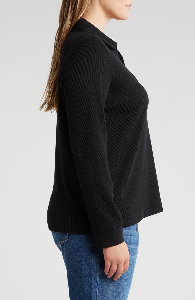 Caslon<sup>®</sup> Johnny Collar Long Sleeve Waffle Knit Top, Alternate, color,