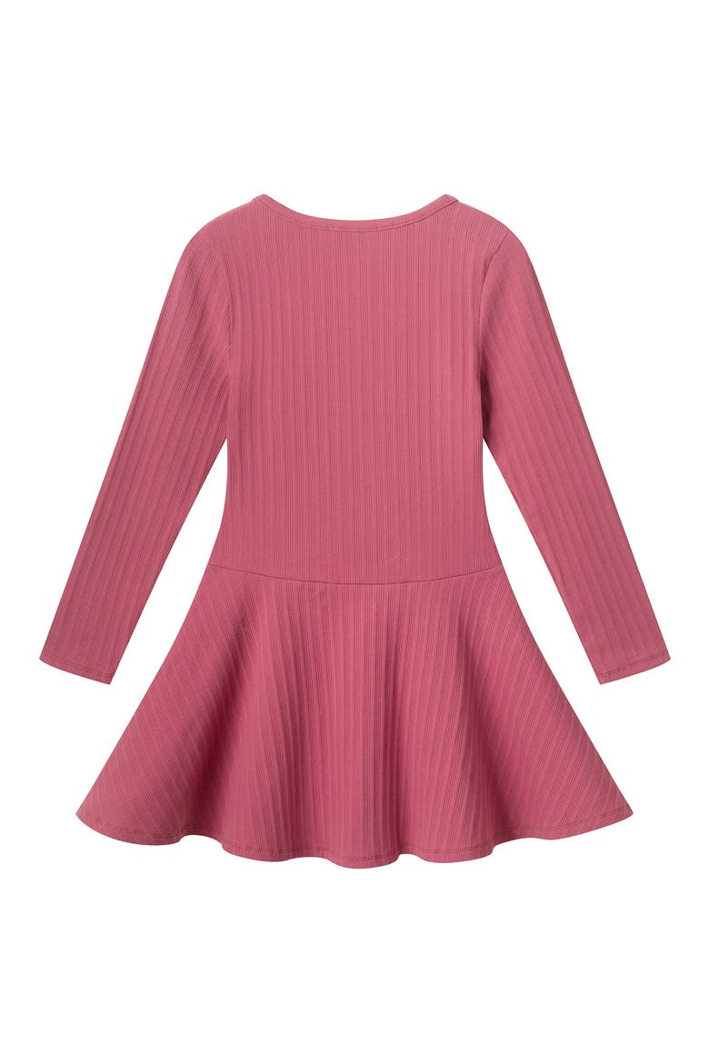 Kids' Rib Knit Henley Dress, Alternate, color, BERRY
