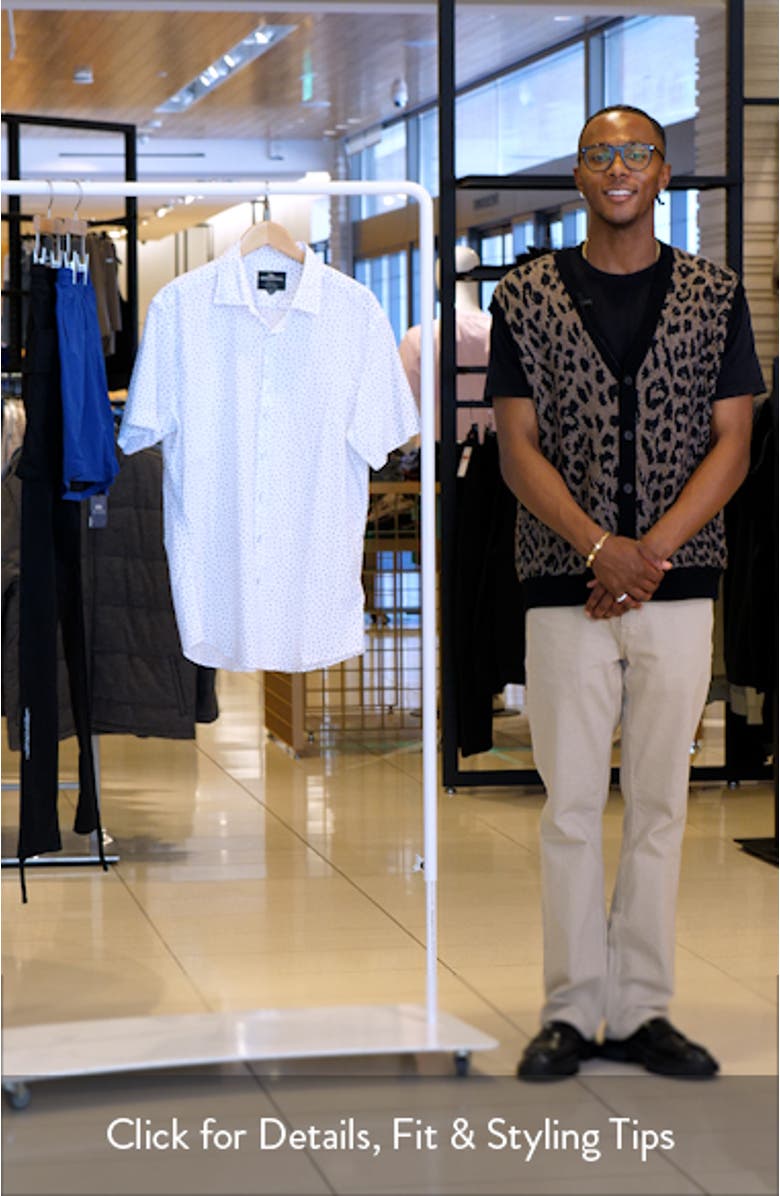 Raview Scatter Print Short Sleeve Cotton Button-Up Shirt, sales video thumbnail