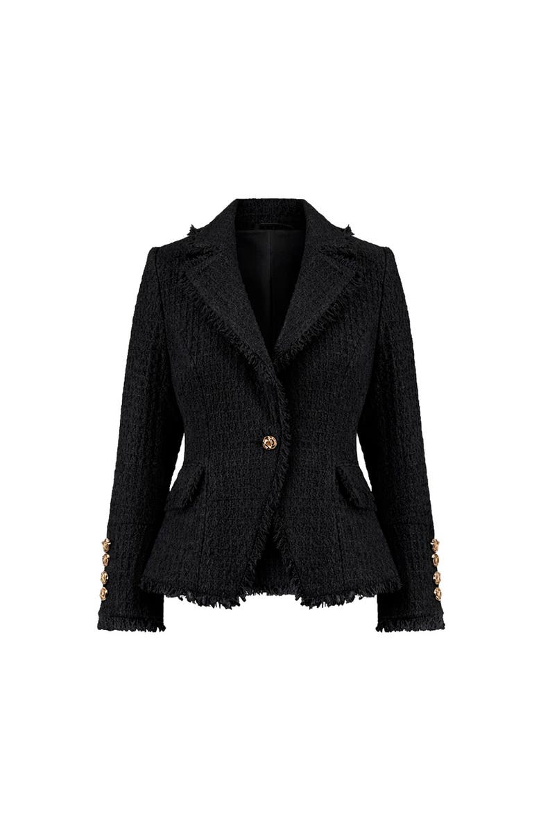 The Noli Shop Giselle Single-Breasted Tweed Blazer, Alternate, color, Black