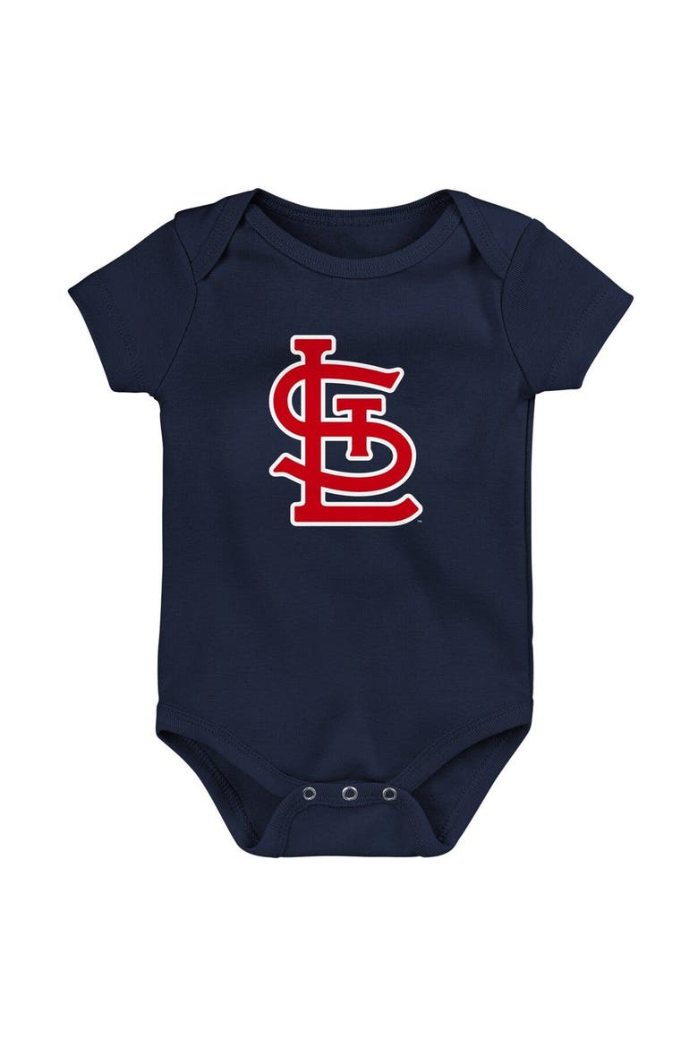 Infant Navy/White/Heather Gray St. Louis Cardinals Biggest Little Fan 3-Pack Bodysuit Set, Alternate, color, Navy
